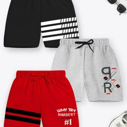 YK X Trampoline Unisex Kids Pack of 3 Mid Rise Printed Shorts-picture-9