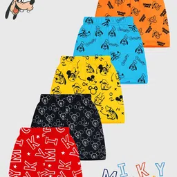 KUCHIPOO Infant Boys Pack Of 5 Mid-Rise Mickey & Friends Printed Shorts-picture-16