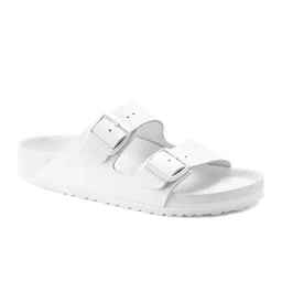 Birkenstock Unisex White Arizona Natural Leather Regular Width Two-Strap Sandals-image-0
