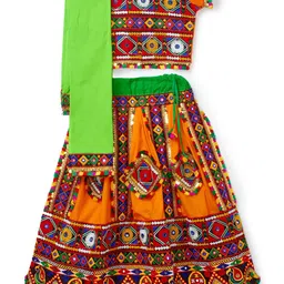 BANJARA INDIA Girls Embroidered Thread Work Ready to Wear Lehenga & Blouse With Dupatta-picture-26