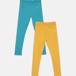 TWIN BIRDS Girls Pack Of 2 Solid Pure Cotton Ankle-Length Leggings-picture-35