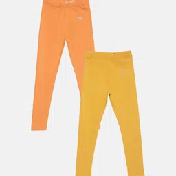 TWIN BIRDS Girls Pack Of 2 Solid Pure Cotton Tailored-Fit Ankle-Length Leggings-image-32