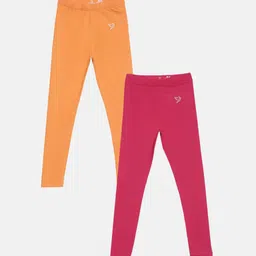 TWIN BIRDS Girls Pack Of 2 Solid Pure Cotton Tailored-Fit Ankle-Length Leggings-picture-25