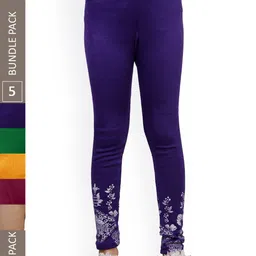 IndiWeaves Girls Pack of 5 Printed Wool Ankle-Length Leggings-picture-26