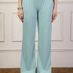 UZARUS Ribbed Stretchable Mid-Rise Bell Trousers-picture-21