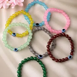 Anouk Set Of 7 Evil Eye Crystals Beaded Elasticated Bracelets-image-49