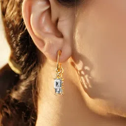 Rubans Voguish Stainless Steel Gold-Plated Cubic Zirconia Studded Drop Earrings image 3