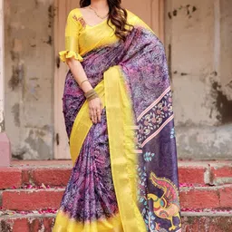 MAHARANI COUTURE Paisley Art Silk Designer Jamdani Saree image 3