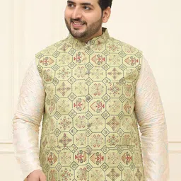 sojanya plus SOJANYA Men Plus Size Printed Mandarin Collar Nehru Jacket-picture-16