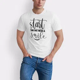 Seekbuylove Men Start Day With Smile Printed Bio Finish Cotton T-shirt image 2