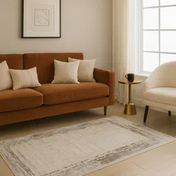 OBSESSIONS Cream-Colored & Brown Abstract Printed Floor Runner-picture-11