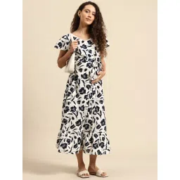 Blush9 Maternity Black And White Concealed Zip Maternity And Nursing Dress image 1