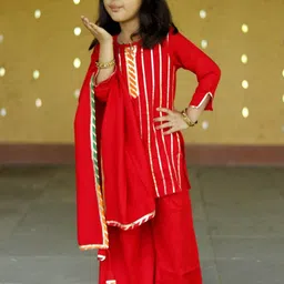 Sangria Girls Regular Kurti with Palazzos & With Dupatta image 3