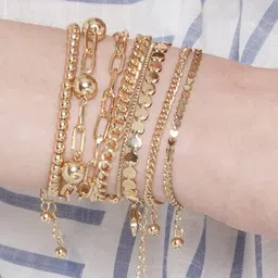 KPOP Women 8 Brass Handcrafted Gold-Plated Link Bracelet-picture-36