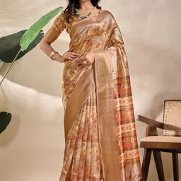 Demure Clothing Co Ethnic Motifs Silk Blend Handloom Mysore Silk Saree-image-58