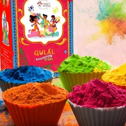 CraftVatika Green & Blue 5 Pieces Holi Colors With 100 Water Balloons 75 g Each image 3