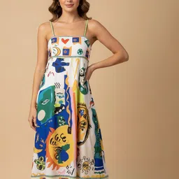 Outzidr Print Empire Midi Dress-image-20