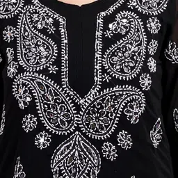 MRS RIGHT Women Floral Printed Mirror Work Georgette Kurta image 5