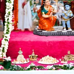 shree jinvar decor Red & Blue Yashoda Kanha Religious Idol Showpiece image 2