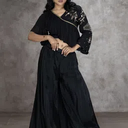 GloballyRonakRBafna Embroidered Top With Palazzo Co-Ords-image-98