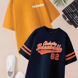 BAESD Boys Pack Of 2 Printed Drop-Shoulder Sleeves Oversized Pure Cotton T-shirts-picture-38