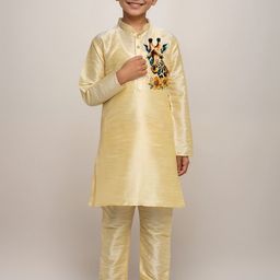 DEVOILER Boys Floral Printed Mandarin Collar Straight Kurta-picture-42