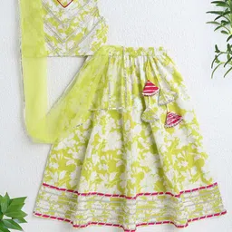 The Magic Wand Girls Printed Ready To Wear Cotton Lehenga & Blouse With Dupatta-picture-39