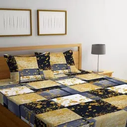 NEW TOWN Multicoloured 210 TC Cotton Fitted Queen Bedsheets With 2 Pillow Covers-image-49