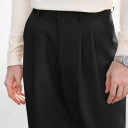 Next One Men Smart Straight Fit Easy Wash Pleated Trousers image 2