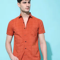 Voroxy Men New Spread Collar Tartan Checked Cotton Casual Shirt-picture-29