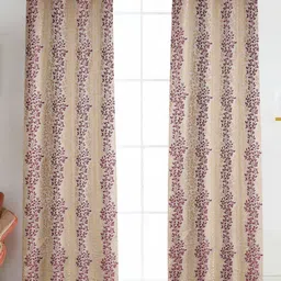 Galaxy Home Decor Purple & Gold-Toned 2 Pieces Floral Room Darkening Door Curtains-image-8