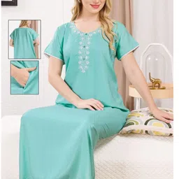 TRUNDZ Women Embroidered Maxi Nightdress-image-73