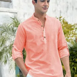 BHUVIKOO Mandarin Collar Roll Up Sleeves Kurta-picture-42