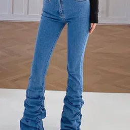 LULU & SKY Women Flared High-Rise Slash Knee Jeans-picture-26