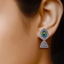 Sangria Silver-Plated Alloy Jhumkas-picture-17