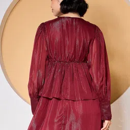 ZUMMER Puff Sleeve Layered Georgette Fit & Flare Dress image 2