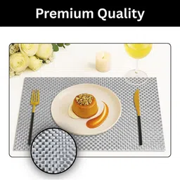 LUXEHOME INTERNATIONAL Silver Toned 2 Pieces Textured Anti-Skid Table Placemats image 3