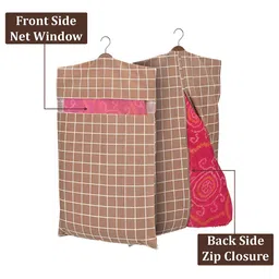 Myntra Elegant Homes Brown And White 6 Pieces Checked Wardrobe Multi-Utility Organisers image 4