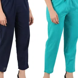 JAIPUR GLOBAL Women Pack Of 2 Mid-Rise Relaxed Fit Cotton Trousers-picture-14