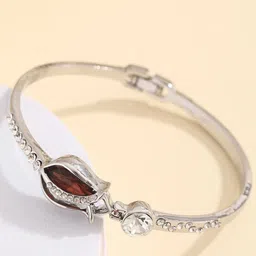Shining Diva Fashion Silver-Plated Crystals And Stones Studded Bangle-Style Bracelet-picture-13