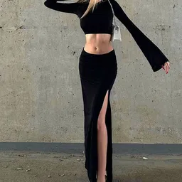 LULU & SKY Round Neck Crop Top With Skirt image 4