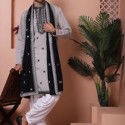 Jompers Men Embroidered Regular Mirror Work Kurta with Salwar & With Dupatta-picture-44