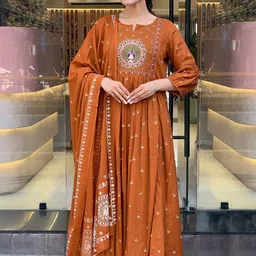 Moda Rapido Women Ethnic Motifs Embroidered Regular Thread Work Kurta with Churidar & With Dupatta-picture-11