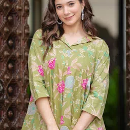 Demirner Women Floral Printed Sequinned Floral Kurta image 4