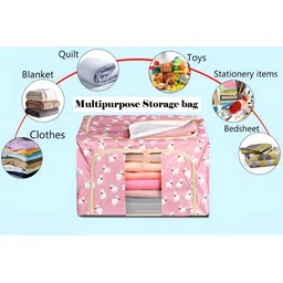 Stylista Pink And White 4 Pieces Printed Wardrobe Canvas Multi-Utility Core Organisers image 2