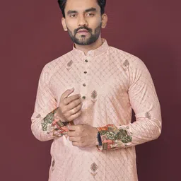 Moda Rapido Men Ethnic Motifs Embroidered Thread Work Kurta image 3