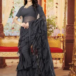 SAREEFLAME Floral Pure Georgette Saree-picture-26