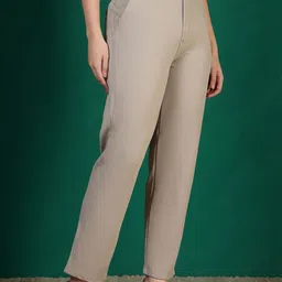 All About You Formals Women Slim Fit High-Rise Wrinkle Free Trousers-image-61