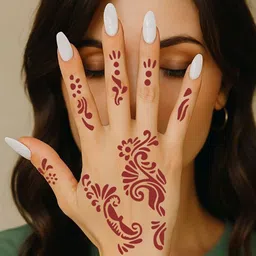 VOORKOMS Set Of 2 Floral Mehndi Stencil Sticker image 3