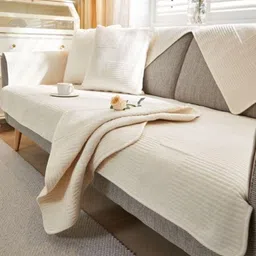 HOMETHREADS White & Cream-Coloured Sofa Cover image 4